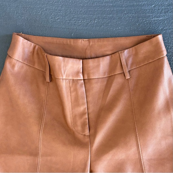 7 For All Mankind Wide Leg Faux Cognac Leather Fully Lined Mid Rise Cropped Pant - Picture 12 of 12